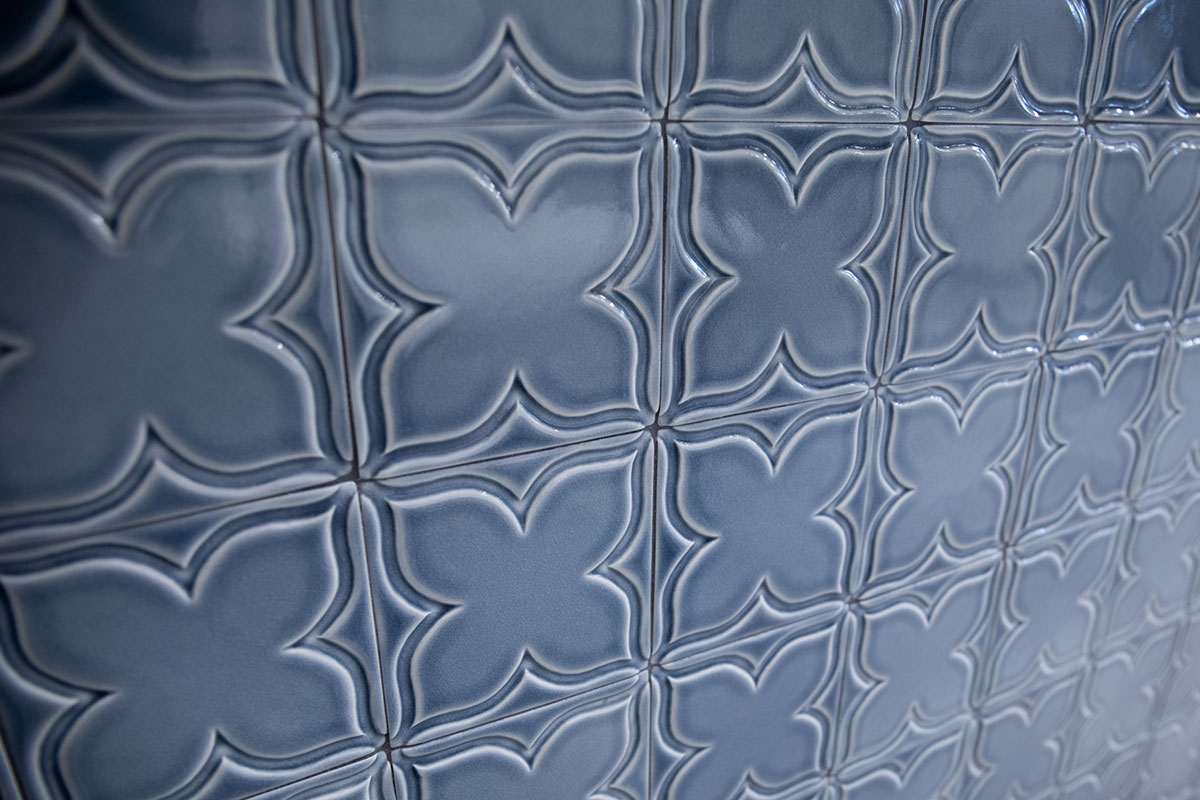 Kitchen and Bath Design Center Blue Tile Closeup - SPLASH Showrooms