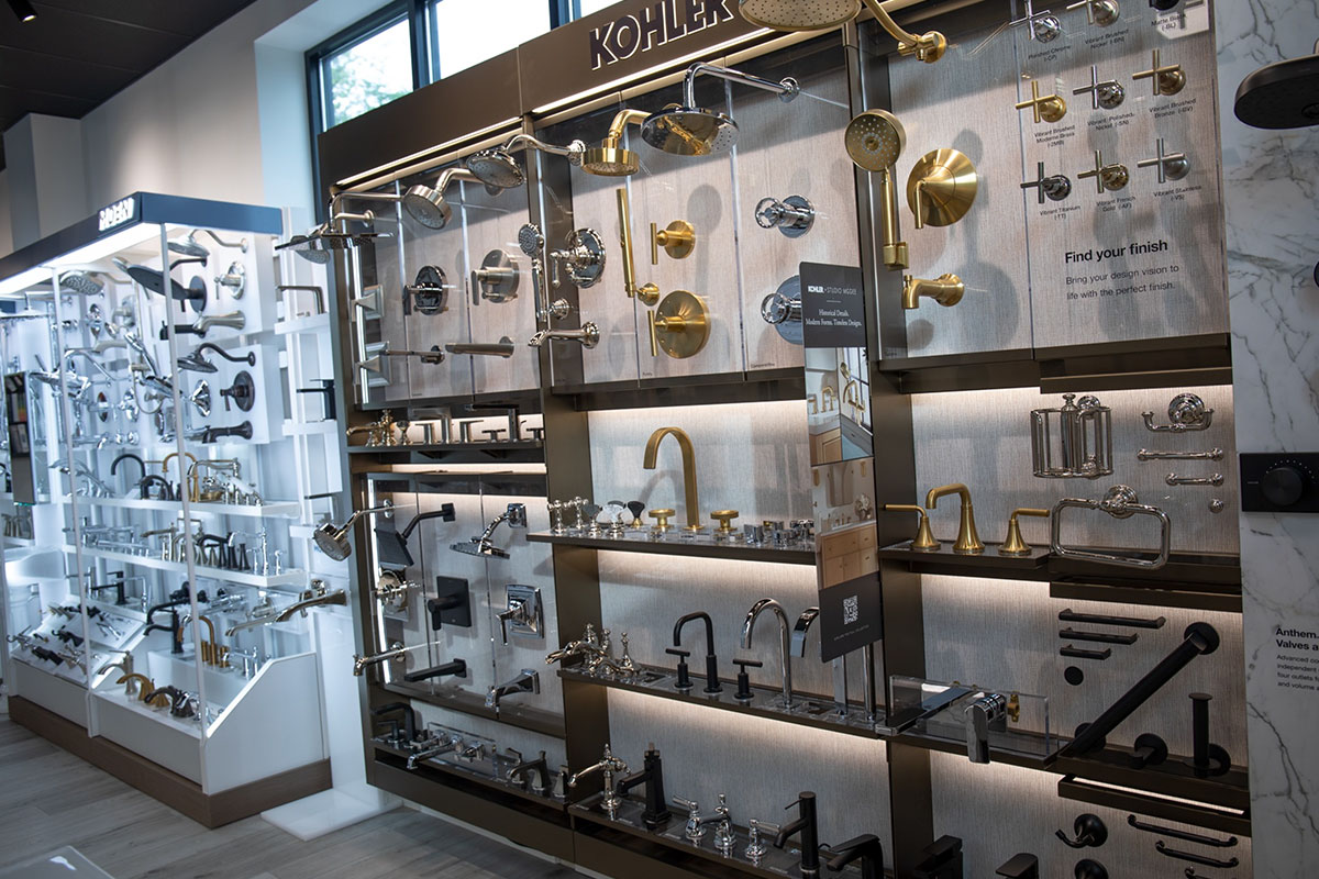 Kitchen and Bath Design Center Showerhead Display - SPLASH Showrooms