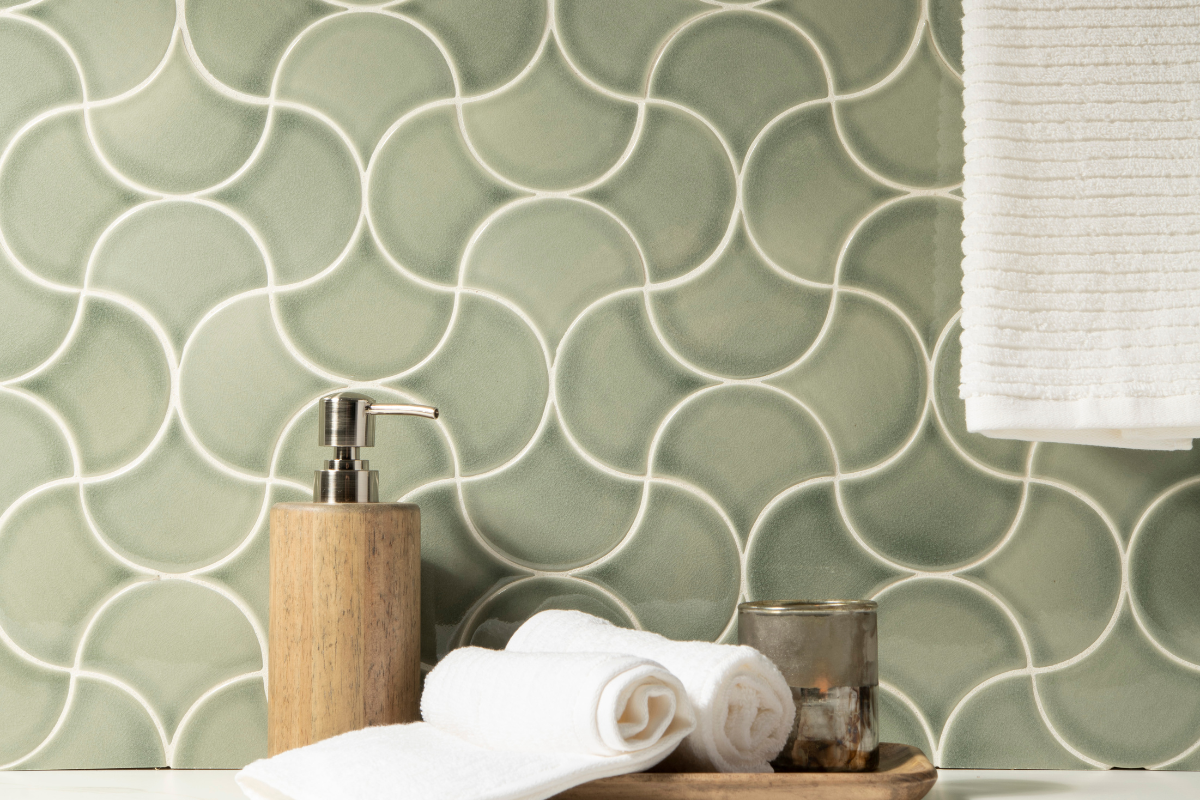 Kitchen and Bath Remodeling Green Tile Towels - SPLASH Showrooms