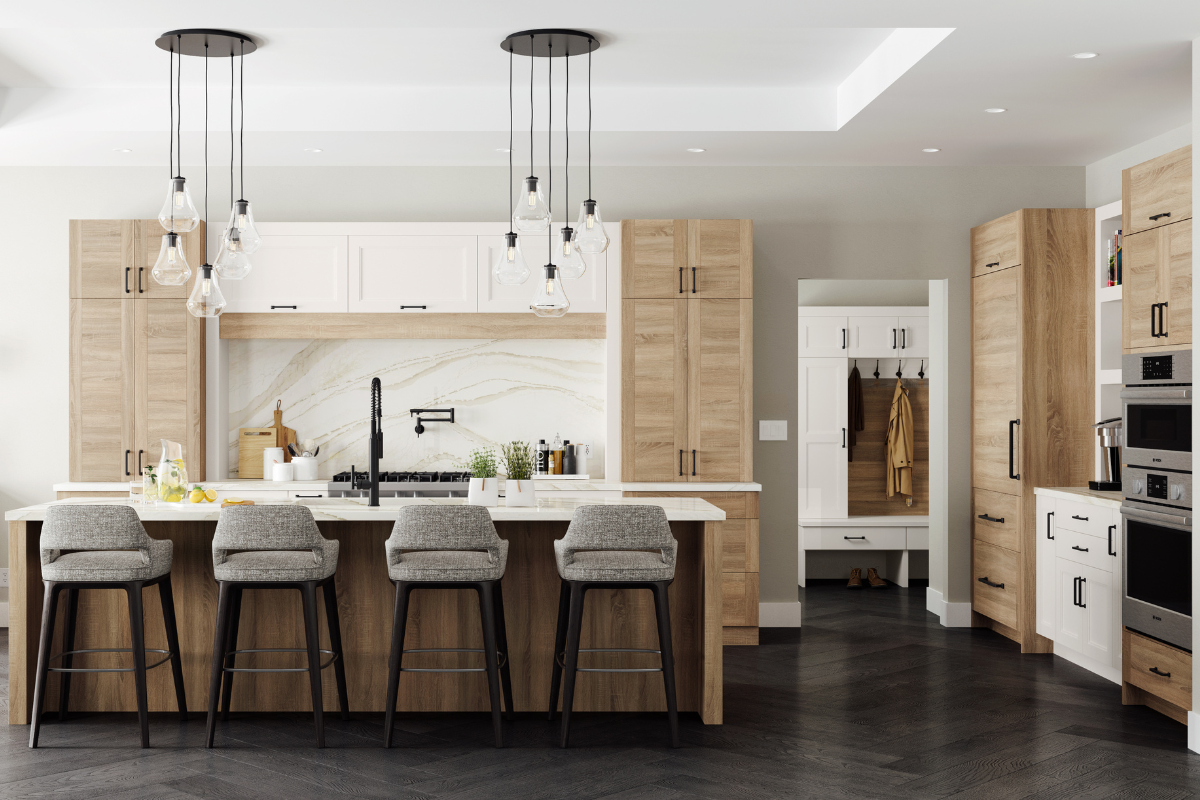 Kitchen and Bath Remodeling Light Wood Black Floor Kitchen - SPLASH Showrooms