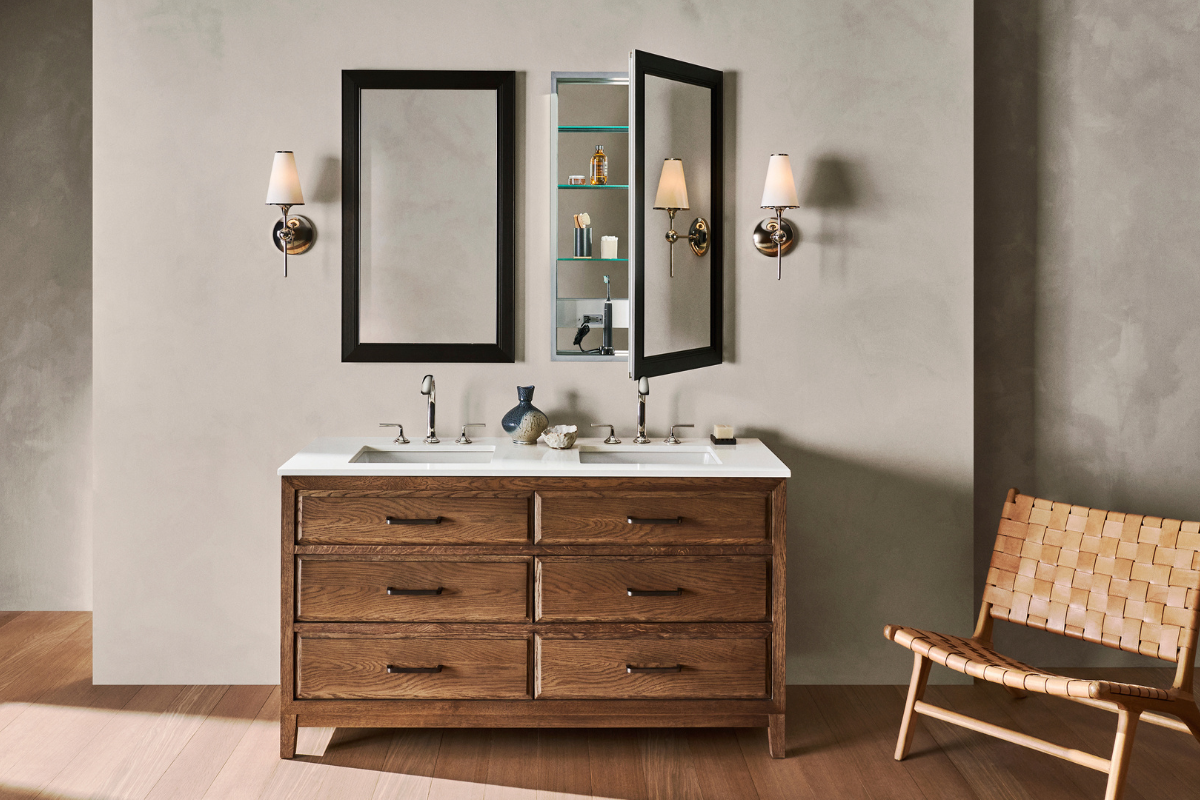 Kitchen and Bath Remodeling Wood Double Vanity - SPLASH Showrooms